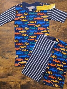 Hanna Andersson Nwt. Kids Car Print Pajama Set - Navy with Bright Cars